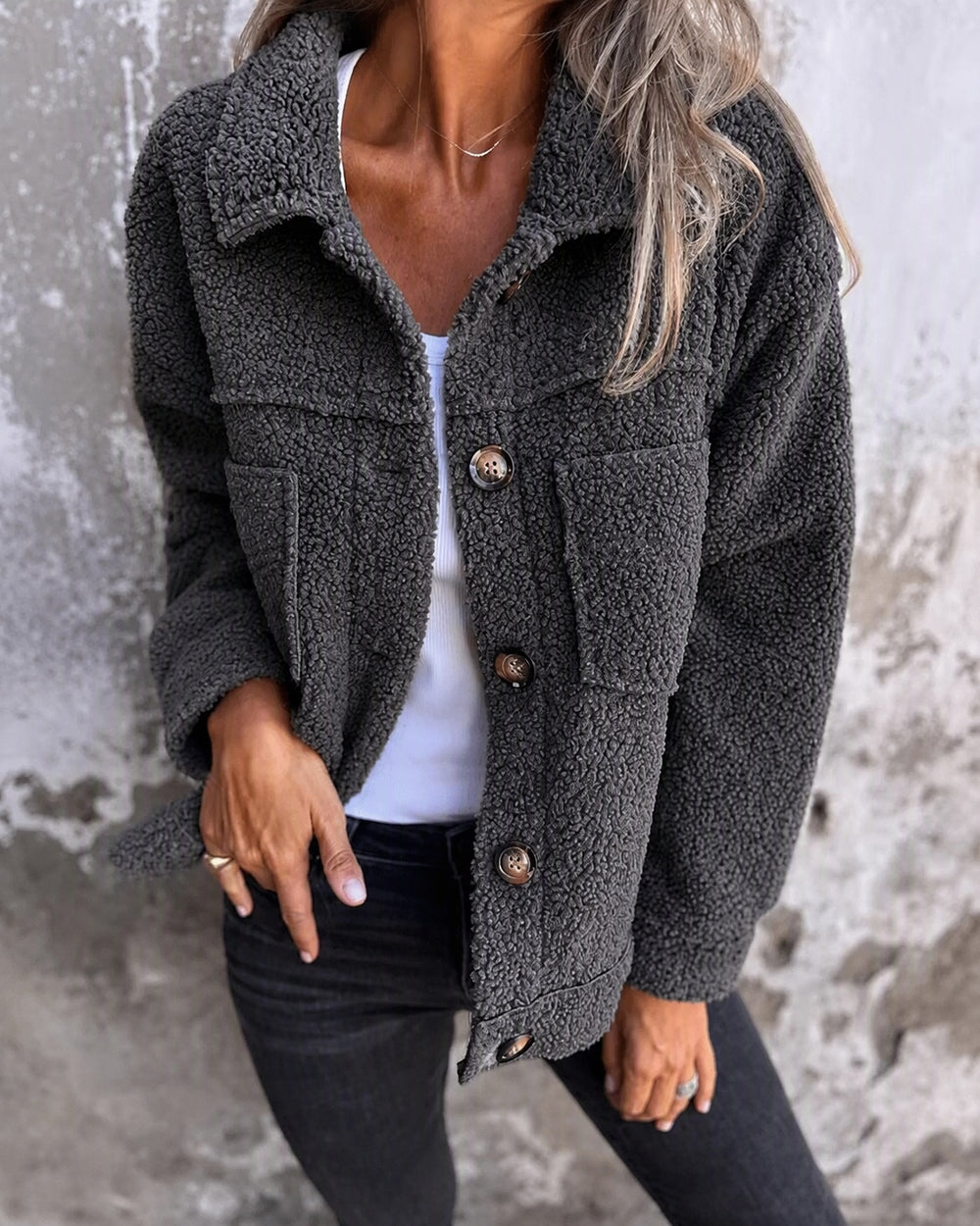 Women's Teddy Fleece Button-Up Jacket