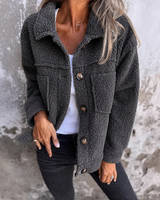 Women's Teddy Fleece Button-Up Jacket