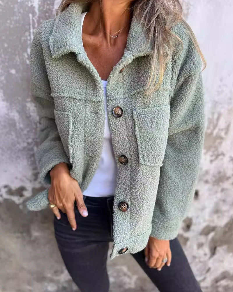 Women's Teddy Fleece Button-Up Jacket