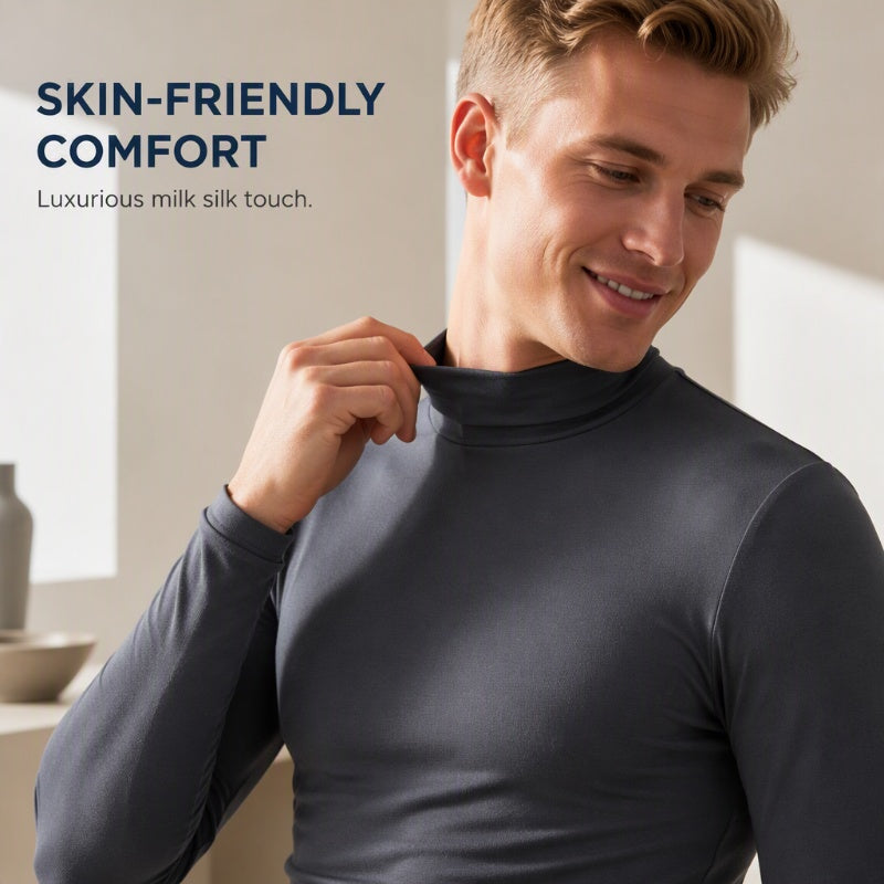 Men's Mock Turtleneck Long-Sleeve Shirt