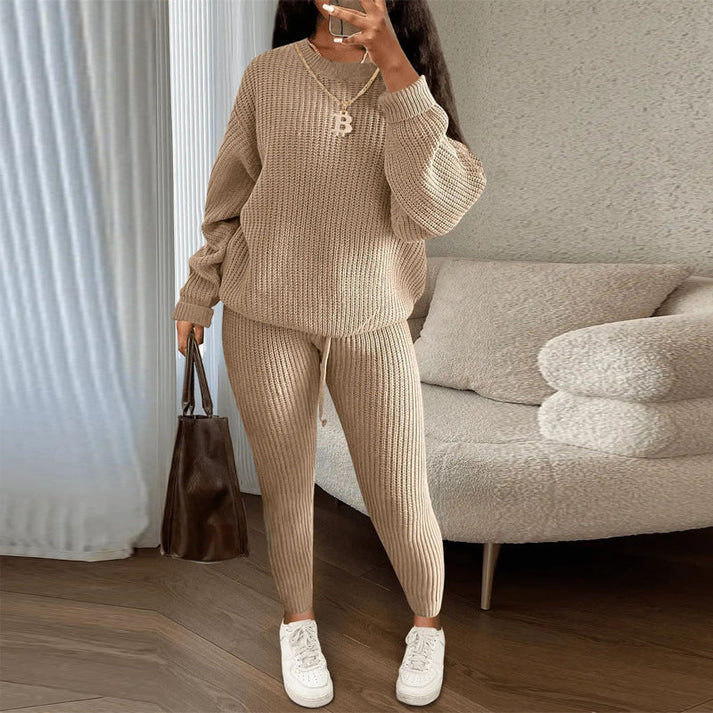 Women's Ribbed Sweater and Pants Set