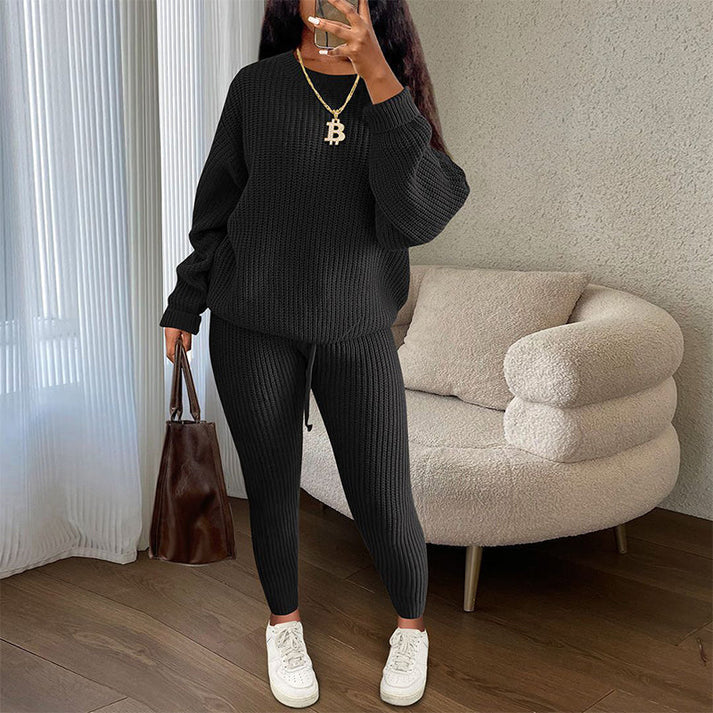 Women's Ribbed Sweater and Pants Set