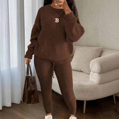 Women's Ribbed Sweater and Pants Set