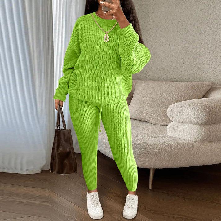 Women's Ribbed Sweater and Pants Set