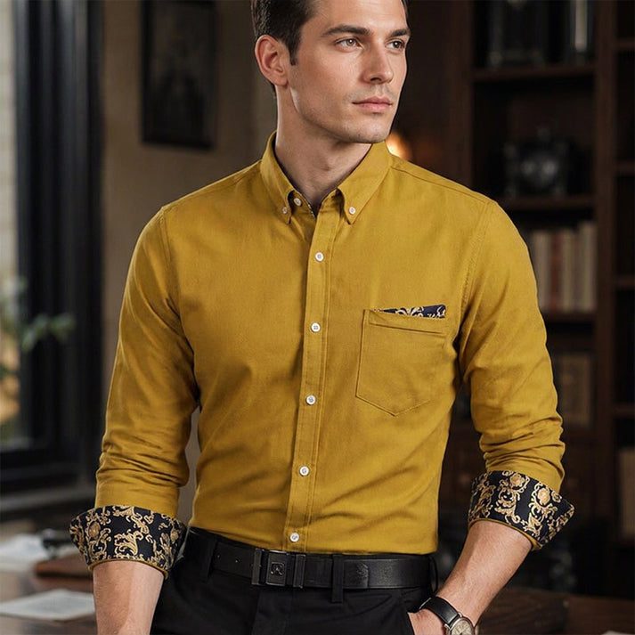 Men's Button-Down Shirt with Printed Cuffs