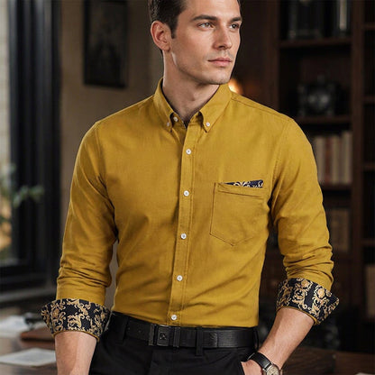Men's Button-Down Shirt with Printed Cuffs