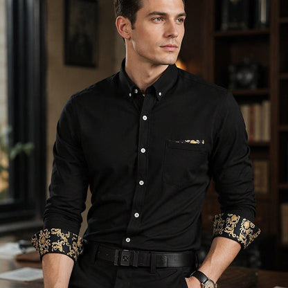 Men's Button-Down Shirt with Printed Cuffs