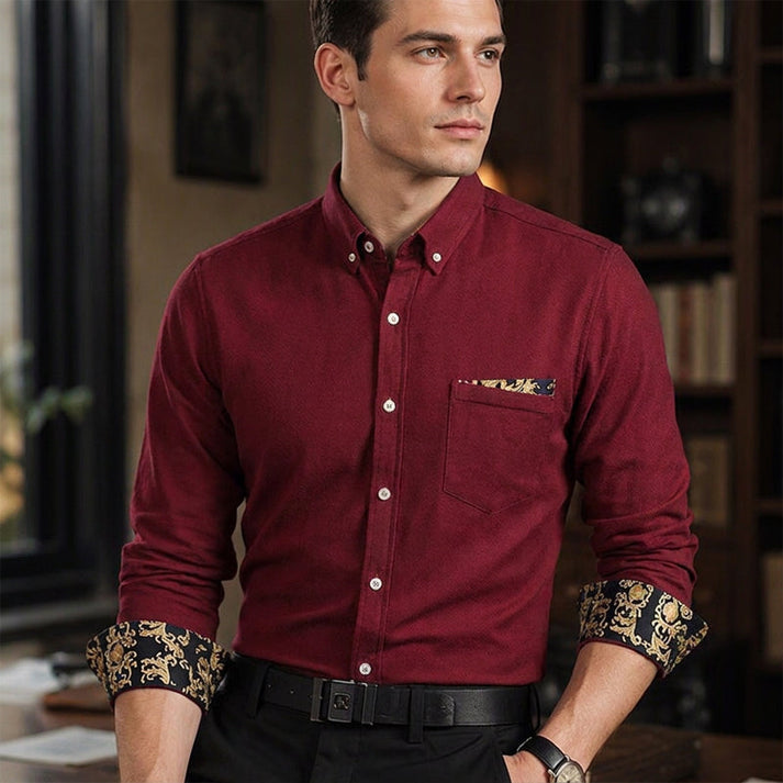 Men's Button-Down Shirt with Printed Cuffs