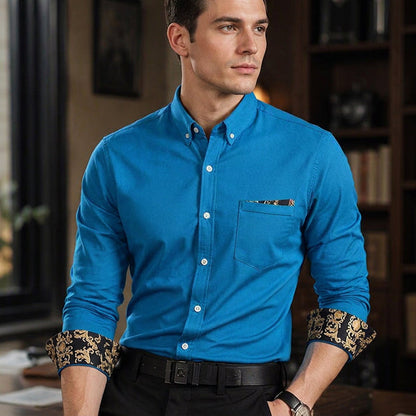 Men's Button-Down Shirt with Printed Cuffs