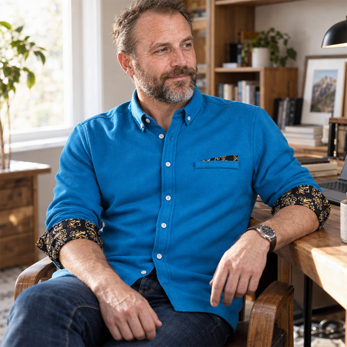 Men's Button-Down Shirt with Printed Cuffs
