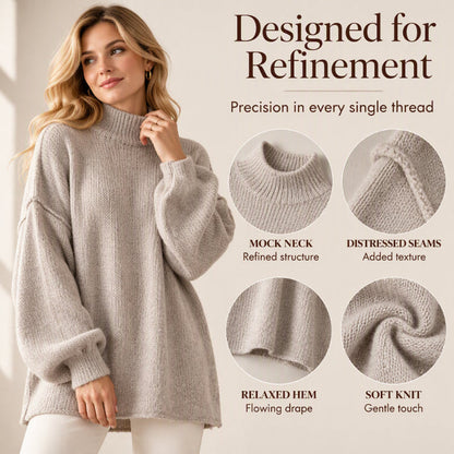 Women's Oversized Mock-Neck Knit Sweater