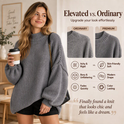 Women's Oversized Mock-Neck Knit Sweater