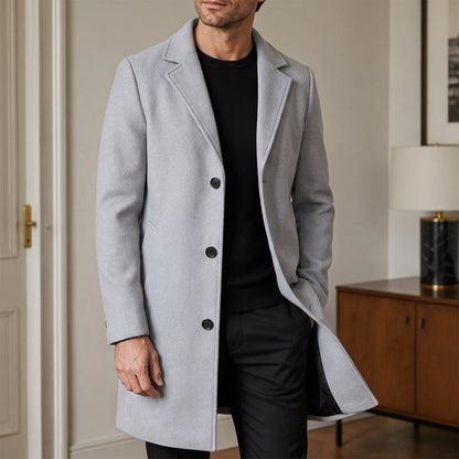 Men's Classic Single-Breasted Button-Front Coat