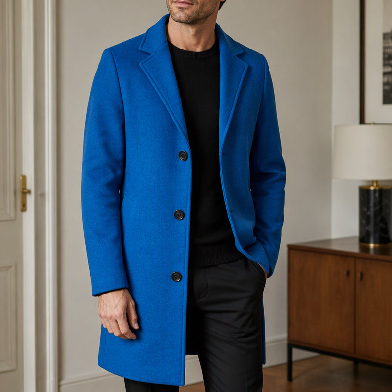 Men's Classic Single-Breasted Button-Front Coat
