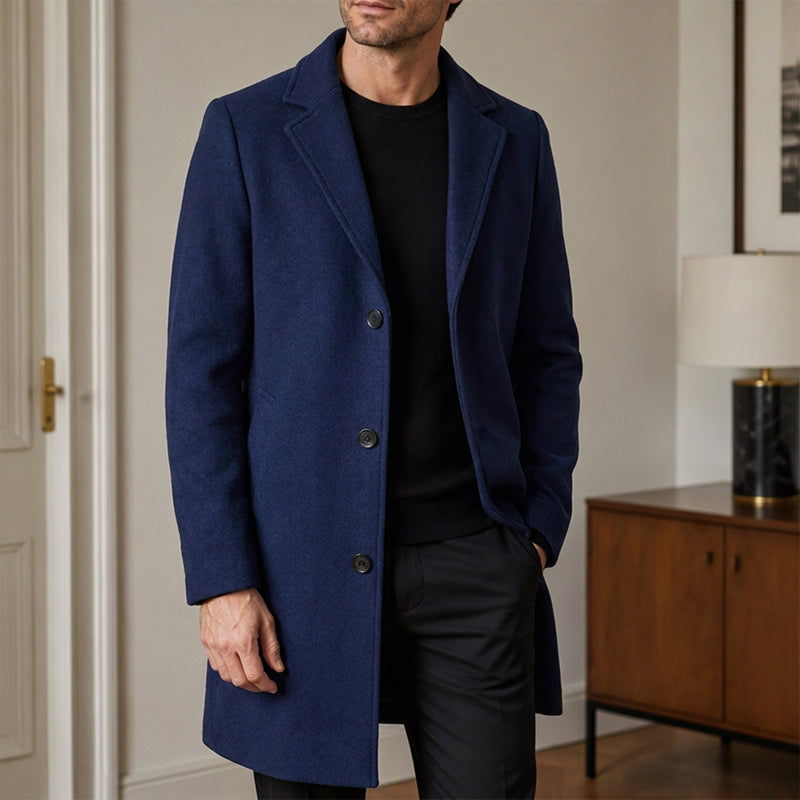 Men's Classic Single-Breasted Button-Front Coat