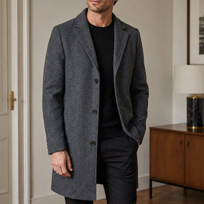 Men's Classic Single-Breasted Button-Front Coat