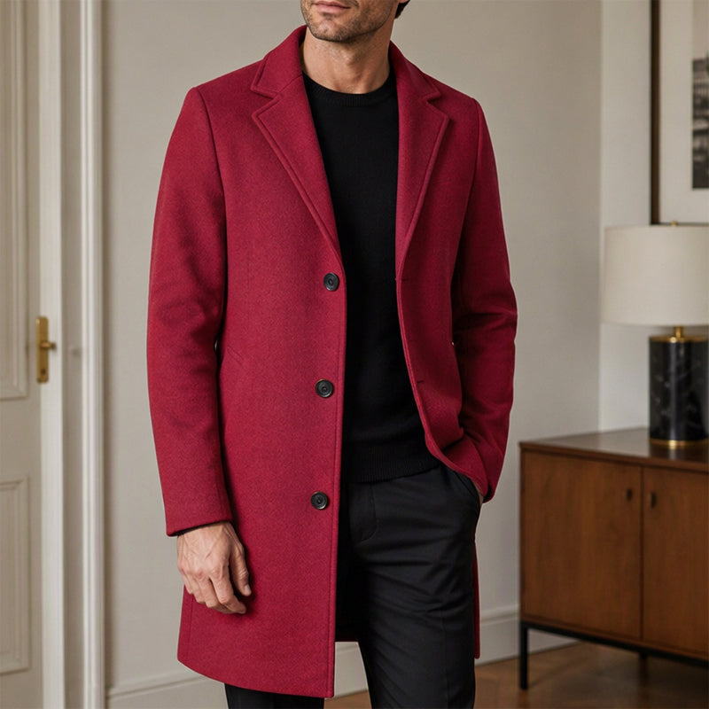 Men's Classic Single-Breasted Button-Front Coat