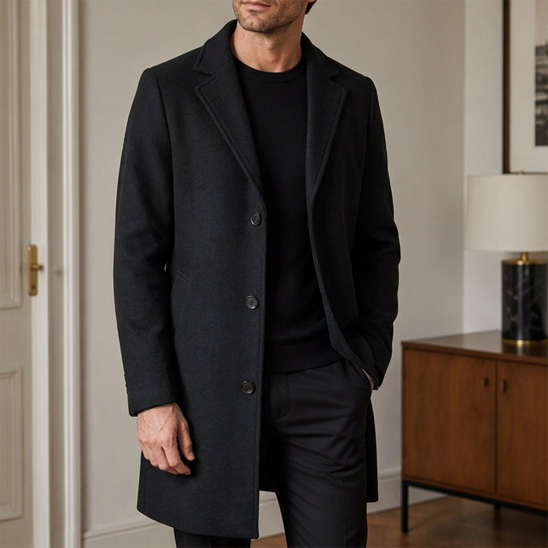 Men's Classic Single-Breasted Button-Front Coat