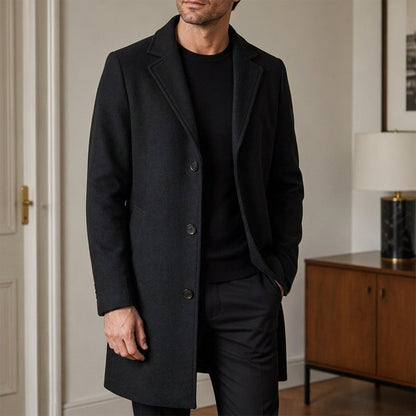 Men's Classic Single-Breasted Button-Front Coat