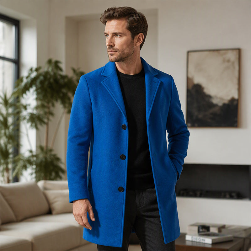 Men's Classic Single-Breasted Button-Front Coat