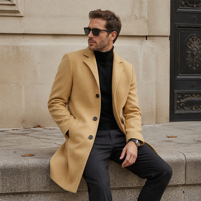 Men's Classic Single-Breasted Button-Front Coat