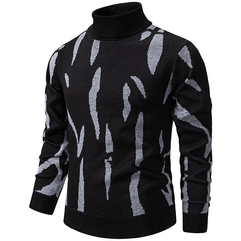 Men's Abstract Pattern Turtleneck Sweater