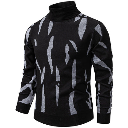 Men's Abstract Pattern Turtleneck Sweater