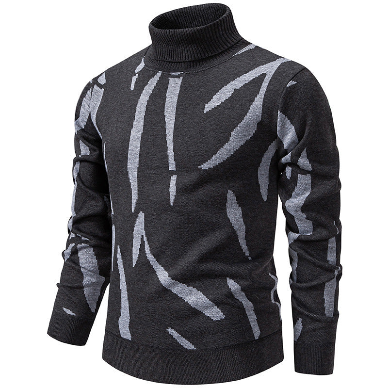 Men's Abstract Pattern Turtleneck Sweater