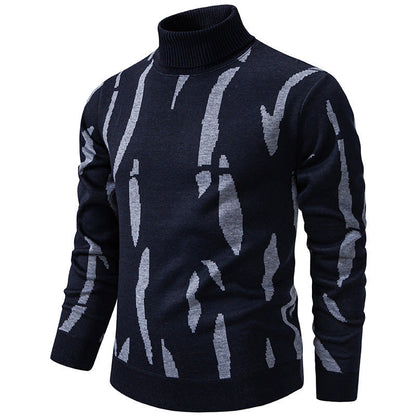 Men's Abstract Pattern Turtleneck Sweater