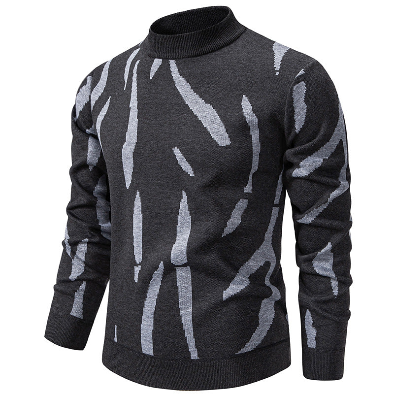 Men's Abstract Pattern Turtleneck Sweater