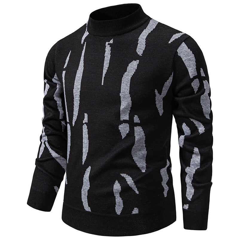 Men's Abstract Pattern Turtleneck Sweater