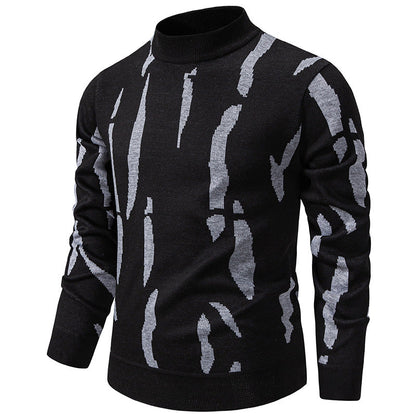 Men's Abstract Pattern Turtleneck Sweater