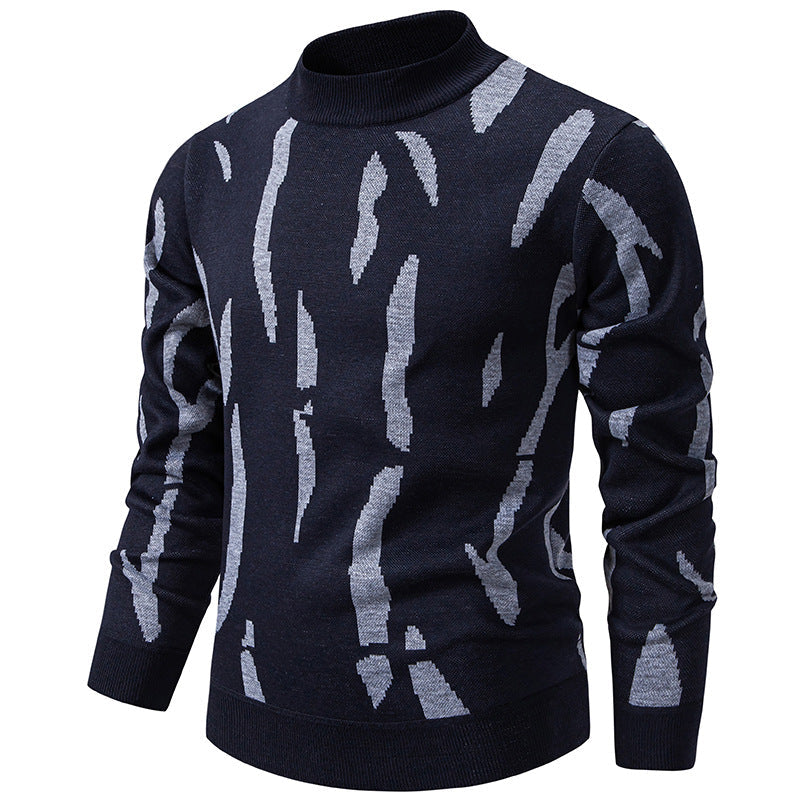 Men's Abstract Pattern Turtleneck Sweater