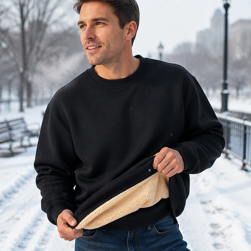 Men's Crew-Neck Lined Pullover Sweatshirt