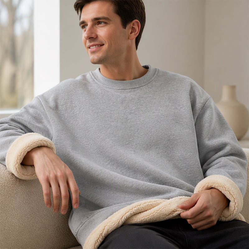 Men's Crew-Neck Lined Pullover Sweatshirt