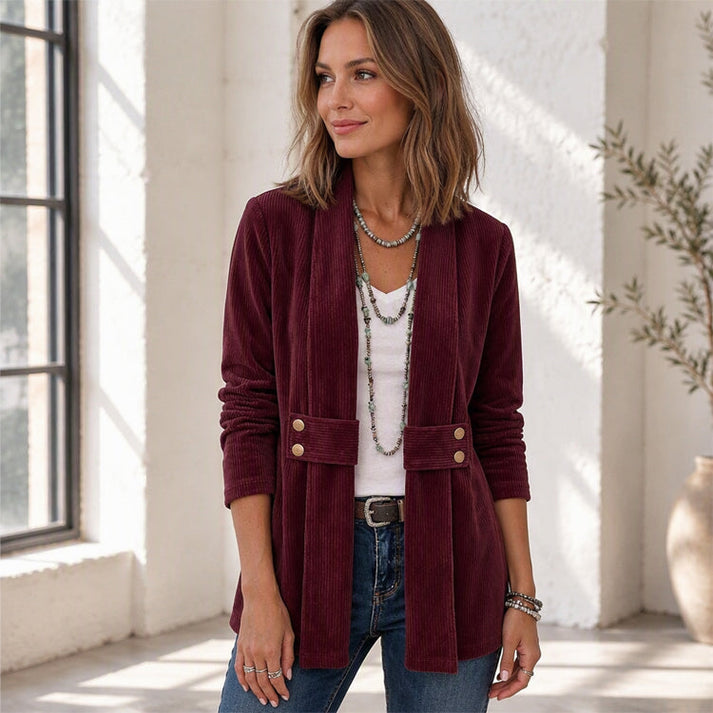 Women's Open-Front Button-Detail Jacket