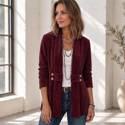 Women's Open-Front Button-Detail Jacket