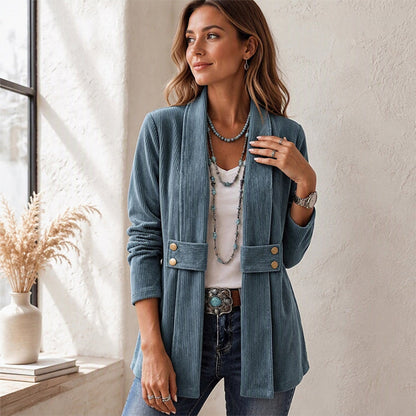 Women's Open-Front Button-Detail Jacket