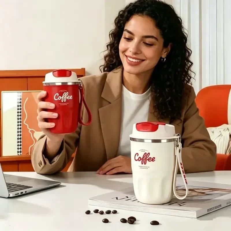 Portable Coffee Cup with Temperature Display