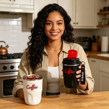 Portable Coffee Cup with Temperature Display