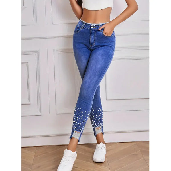 Women's Pearl-Detail Skinny Jeans