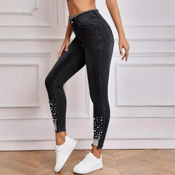 Women's Pearl-Detail Skinny Jeans