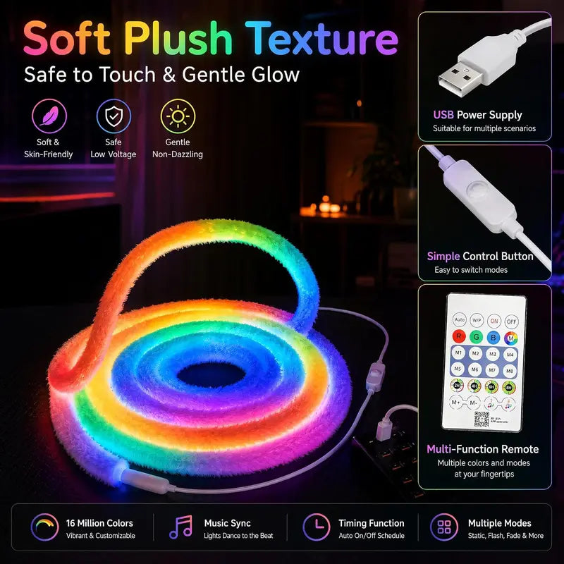 Plush Neon LED Strip Light with Remote Control