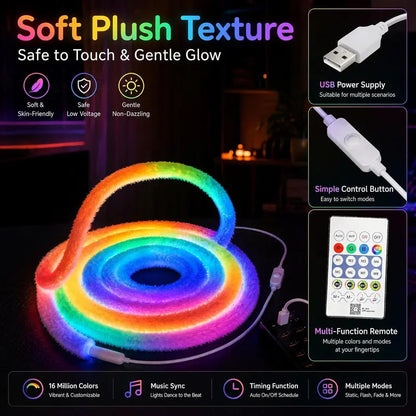 Plush Neon LED Strip Light with Remote Control
