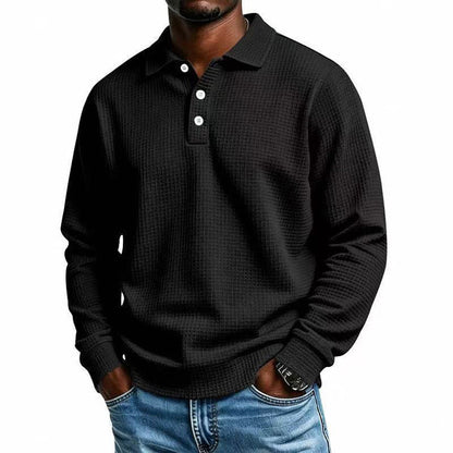 Men's Waffle Texture Collared Polo Shirt