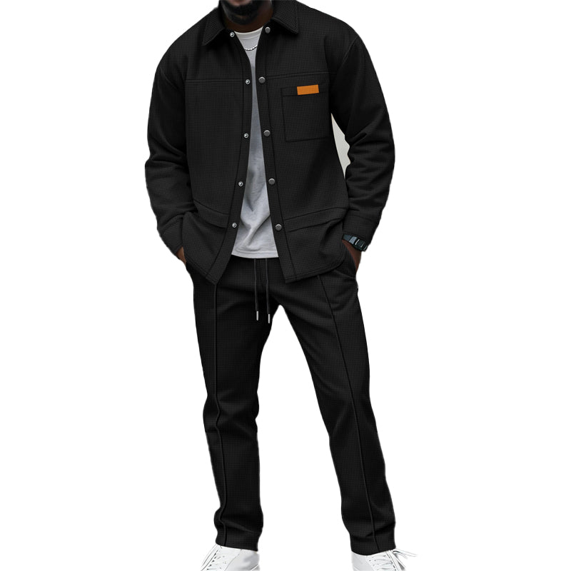 Men's Textured Jacket and Pants Set