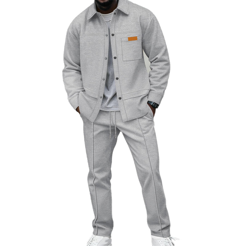 Men's Textured Jacket and Pants Set