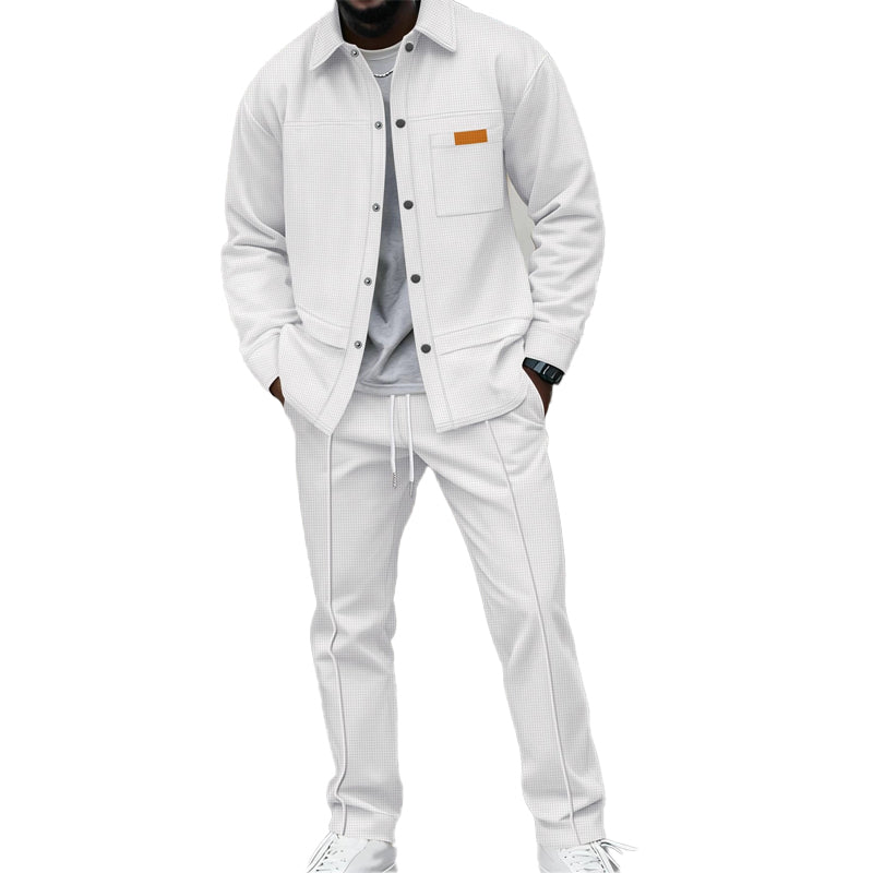 Men's Textured Jacket and Pants Set