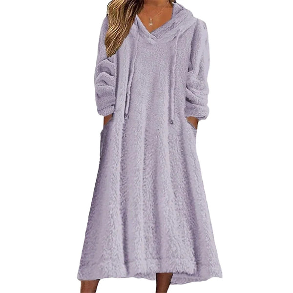 Women's Hooded Plush Lounge Dress