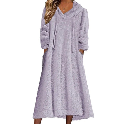 Women's Hooded Plush Lounge Dress